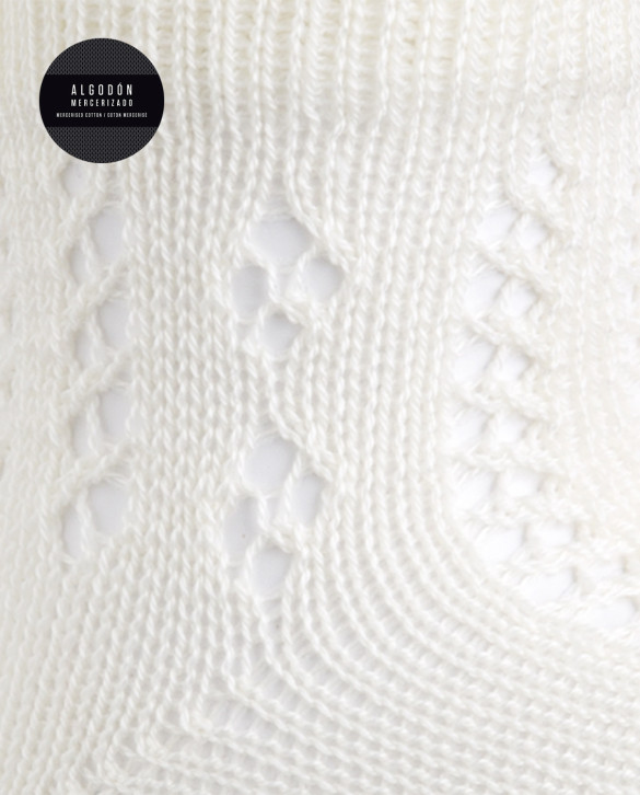 Openwork mercerized cotton socks Color Ivory - 1 - 2
