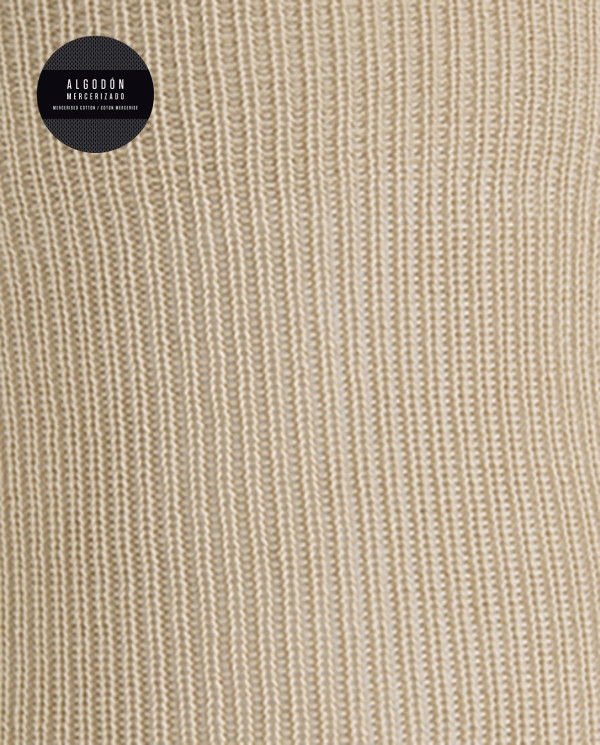 Mitjons de cotó merceritzat de canalé Color Beige - 1 - 2