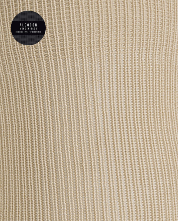 Mitjons de cotó merceritzat de canalé Color Beige - 1 - 2