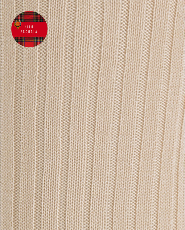 Chaussettes côtelées en fil écossais Couleur Beige - 1 - 2