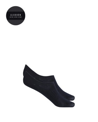 Pack of 2 plain invisible socks Color Navy - 1