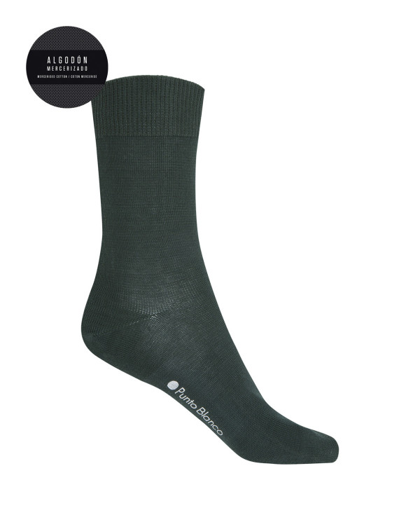 Plain mercerized cotton socks Color Green - 1