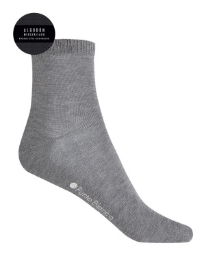 Calcetines 100% algodón mercerizado lisos Color Gris - 1