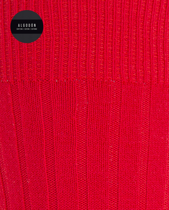 Calcetines de algodón de canalé Color Rojo - 1 - 2