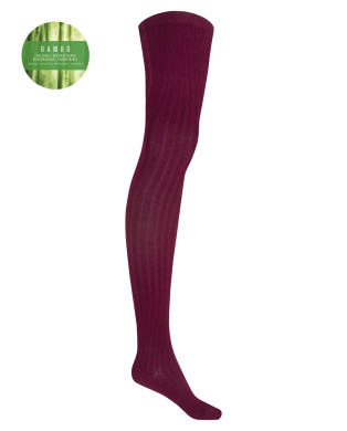 Collants en bambou à côtes riches Couleur Bordeaux - 1