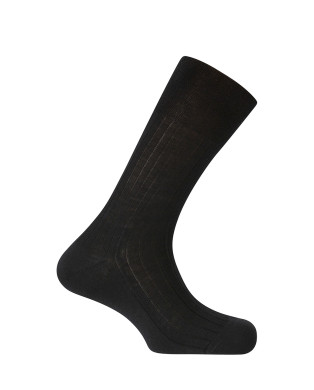 Chaussettes cachemire - côtelées - LUXURY Couleur Noir - 1