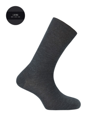 Chaussettes unies en super laine mérinos - Élastique Couleur Gris fonce - 1