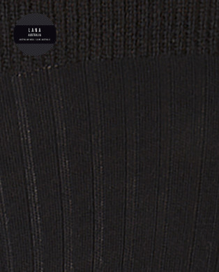 Chaussettes 100% laine côtelée Couleur Noir - 1 2