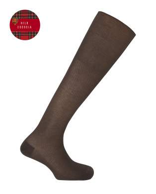 Chaussettes côtelées en fil écossais Couleur Marron - 1