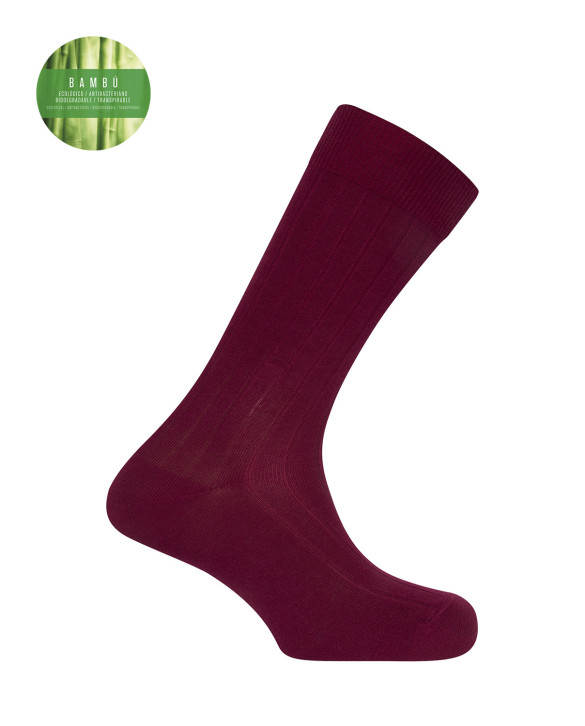 Ribbed bamboo socks Color Burgundy - 1