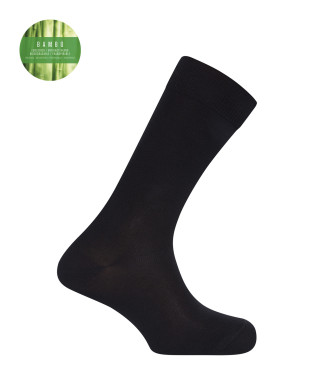 Chaussettes unies en bambou - revers anti-pression Couleur Noir - 1