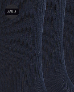Lot de 3 chaussettes en coton avec revers américain - Basix Couleur Blue marine - 1 2