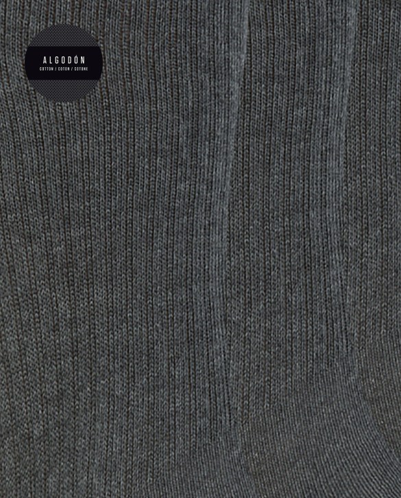 Pack of 3 cotton socks with American cuff - Basix Color Grey - 1 - 2