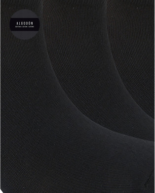 Pack of 3 plain cotton socks - Basix Color Black - 1 2