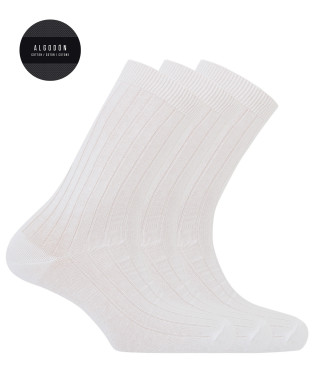 Pack de 3 calcetines de algodón de canalé - Basix Color Blanco - 1