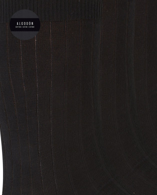 Pack of 3 ribbed cotton socks - Basix Color Black - 1 2