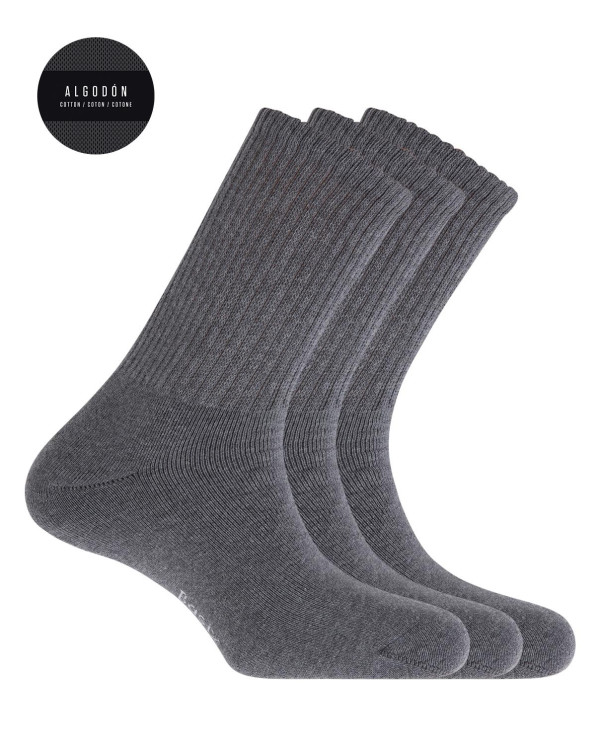Pack de 3 calcetines de alg sport con puño americano - Basix Color Gris - 1