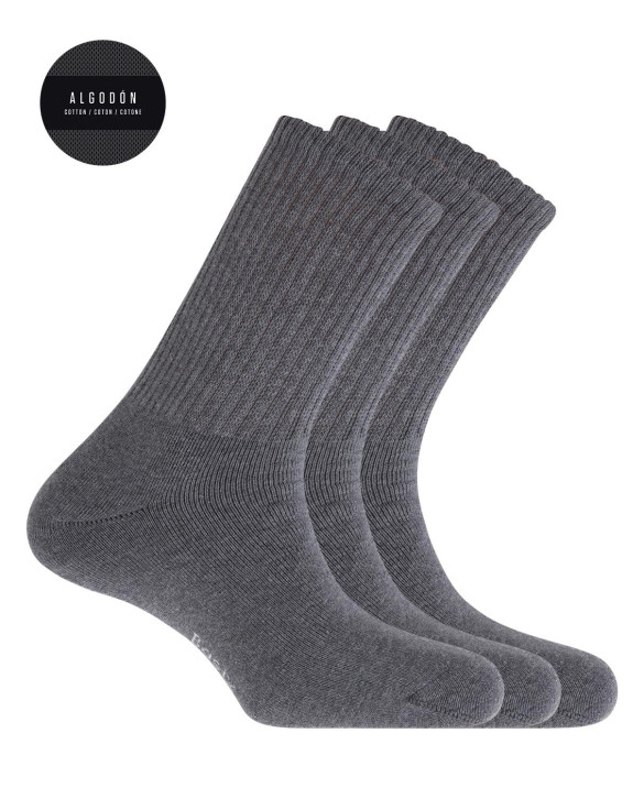 Pack de 3 calcetines de alg sport con puño americano - Basix Color Gris - 1