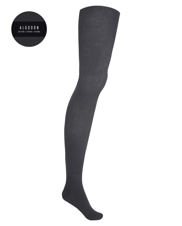 Collants coton uni Couleur Gris fonce - 1
