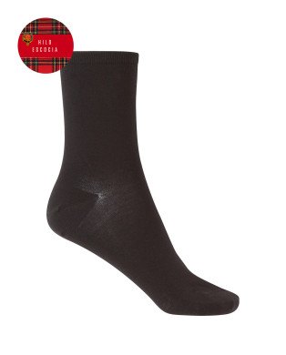 Chaussettes unies en fil d'Ecosse Couleur Noir - 1