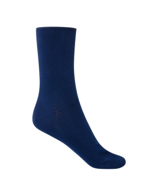 Cotton socks - plain - rolled cuff Color Navy - 1