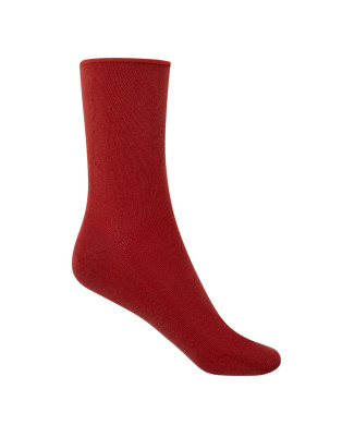 Cotton socks - plain - rolled cuff Color Brown - 1