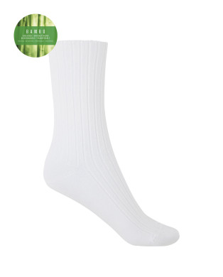 Chaussettes en bambou côtelé - revers anti-pression Couleur Blanc - 1