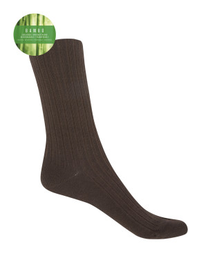 Calcetines de bambú de canalé - puño no aprieta Color MarrÓn - 1