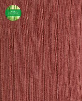 Chaussettes en bambou côtelé - revers anti-pression Couleur Tuile - 1 2