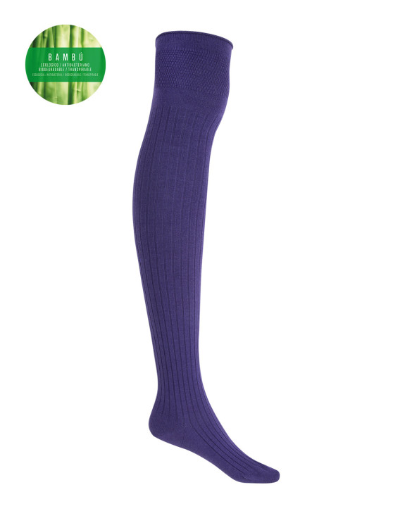 High Ribbed Knee High Bamboo Color Lilac - 1