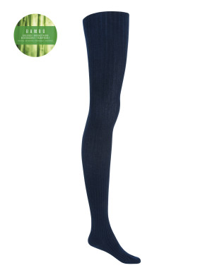 Rich ribbed bamboo tights Color Navy - 1