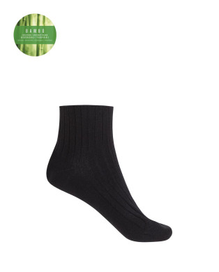 Ribbed bamboo socks - anti-pressure cuff Color Black - 1