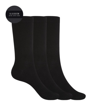 Pack de 3 calcetines de algodón lisos - Basix Color Negro - 1