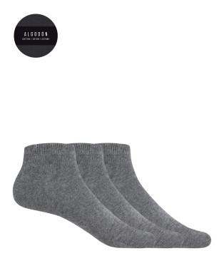Lot de 3 chaussettes unies en coton - Basix Couleur Gris - 1