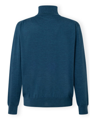 Jacket with zipper, merino wool Color Blue - 1 2
