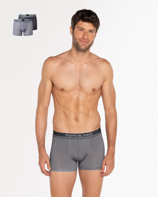 Lot de 2 boxers en microfibre, Split Couleur Gris - 1