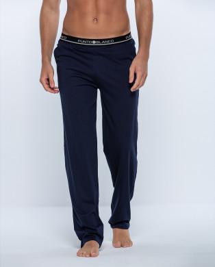 Pantalon long ceinture bande élastique, Basix Couleur Bleu - 1