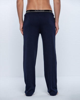 Pantalon long ceinture bande élastique, Basix Couleur Bleu - 1 2