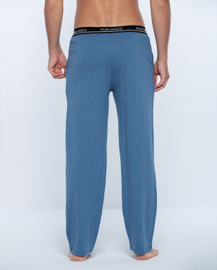 Pantalon long ceinture bande élastique, Basix Couleur Bleu - 1 2