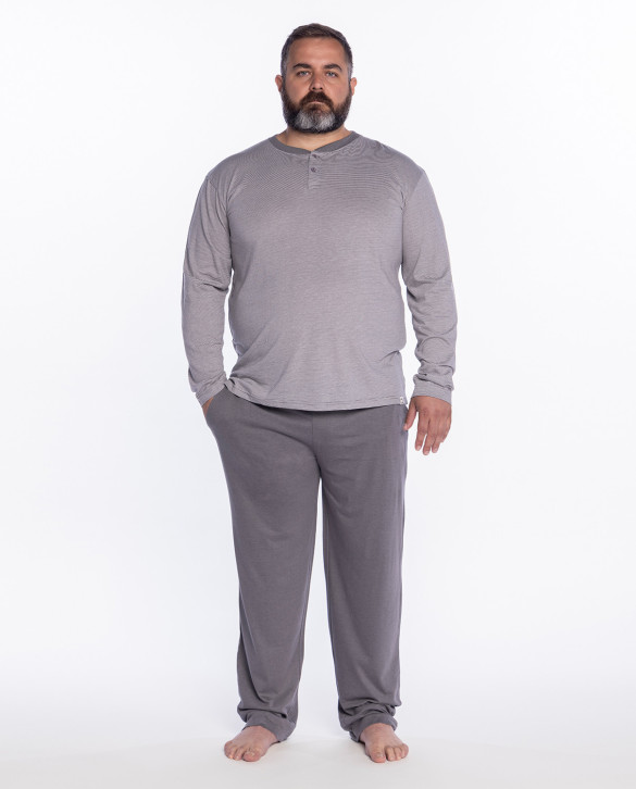 Pijama llarg de bambú, Bionix Color Gris - 1 - 2 - 3 - 4 TALLA PLUS