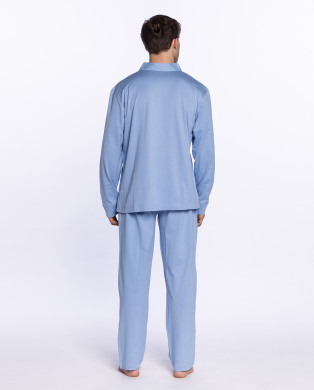 Long mercerized cotton homewear, Lisle Color Blue - 1 2