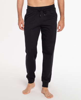 Pantalón largo de felpa algodón, Basix Color Negro - 1