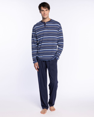Pijama largo de modal y algodón, Elegance Color Marino - 1