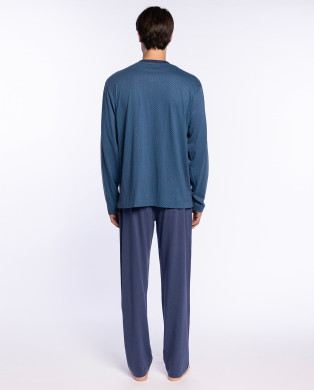 Pyjama long en modal et coton, Refinement Couleur Bleu marine - 1 2