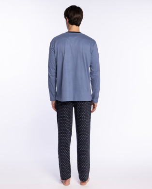 Pijama largo de algodón, Sophisticated Color Gris - 1 2