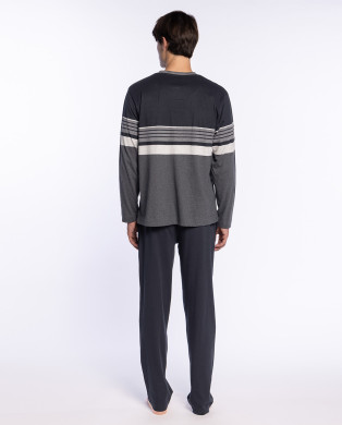 Long cotton striped pyjamas, Creativity Color Black - 1 2