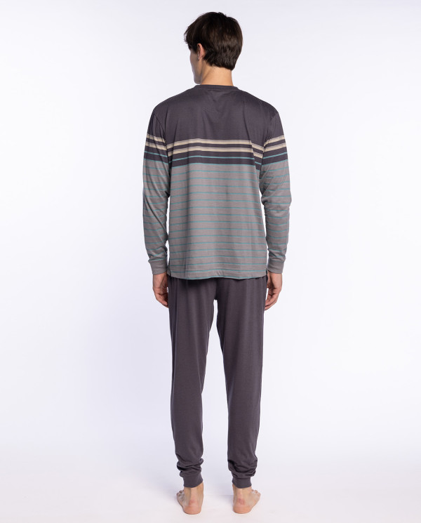 Pyjama long en modal et coton, Ease Couleur Gris - 1 - 2