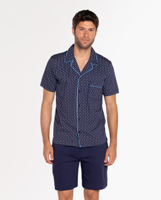 Short cotton pajamas, Santorini Color Navy - 1