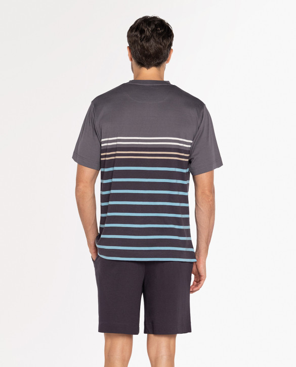 Pyjama court en modal et coton, Split Couleur Gris - 1 - 2
