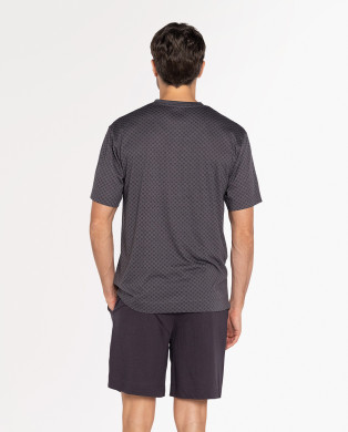 Modal and cotton short pajamas, Split Color Grey - 1 2